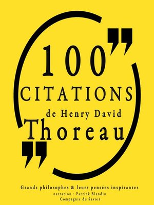cover image of 100 citations de Henry David Thoreau